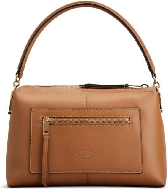 Tod's T Case Boston leren schoudertas Bruin