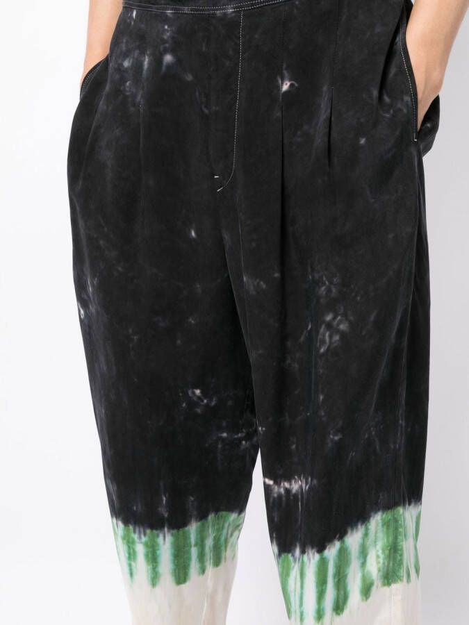 Toga Virilis Broek met tie-dye print Zwart