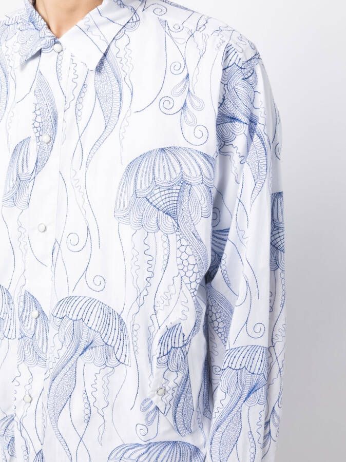 Toga Virilis Overhemd met grafische print Wit