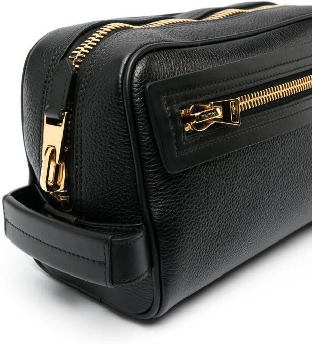 TOM FORD Toilettas met logo-reliëf Zwart