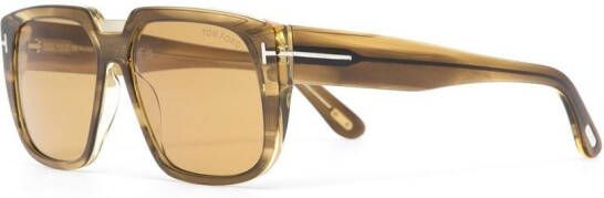 TOM FORD Eyewear Zonnebril met rechthoekig montuur Groen