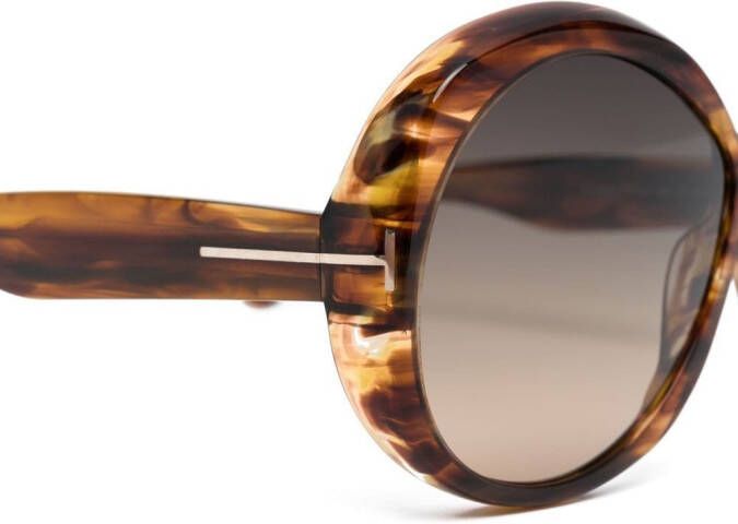 TOM FORD Eyewear Zonnebril met rond montuur Bruin