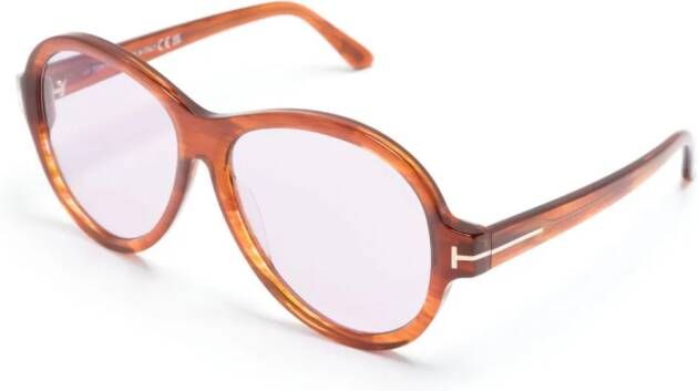TOM FORD Eyewear Zonnebril met rond montuur Bruin