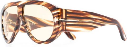 TOM FORD Eyewear Zonnebril met schildpadschild design Bruin