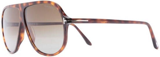TOM FORD Eyewear Zonnebril met schildpadschild design Bruin