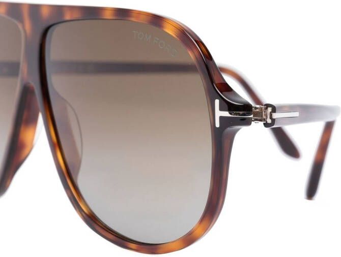 TOM FORD Eyewear Zonnebril met schildpadschild design Bruin