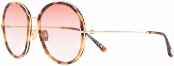 TOM FORD Eyewear Zonnebril met schildpadschild design Bruin