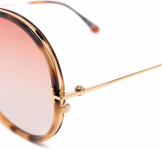 TOM FORD Eyewear Zonnebril met schildpadschild design Bruin