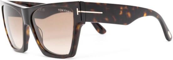 TOM FORD Eyewear Zonnebril met schildpadschild design Bruin
