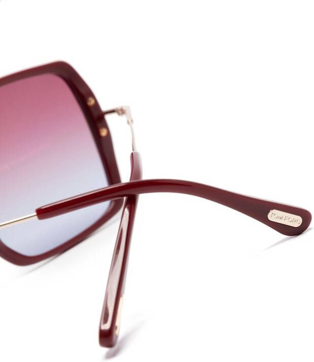 TOM FORD Eyewear Zonnebril met vierkant montuur Rood