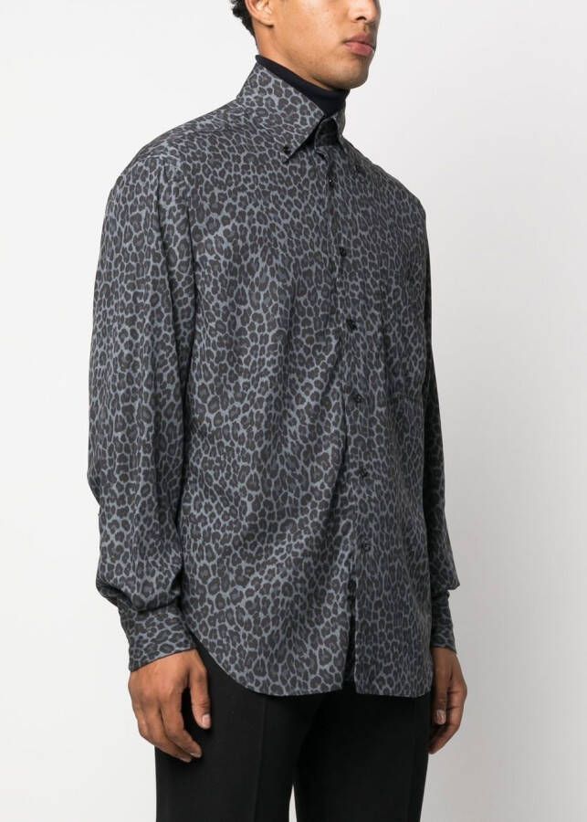 TOM FORD Overhemd met luipaardprint Grijs