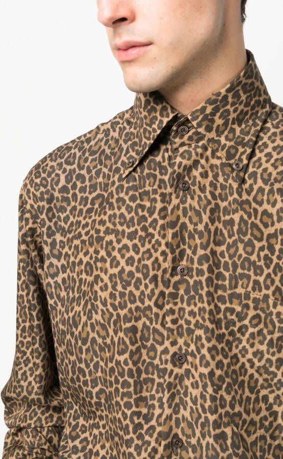 TOM FORD Overhemd met luipaardprint Bruin