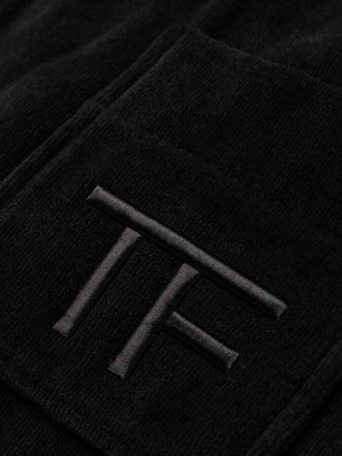 TOM FORD Badjas met geborduurd logo Zwart