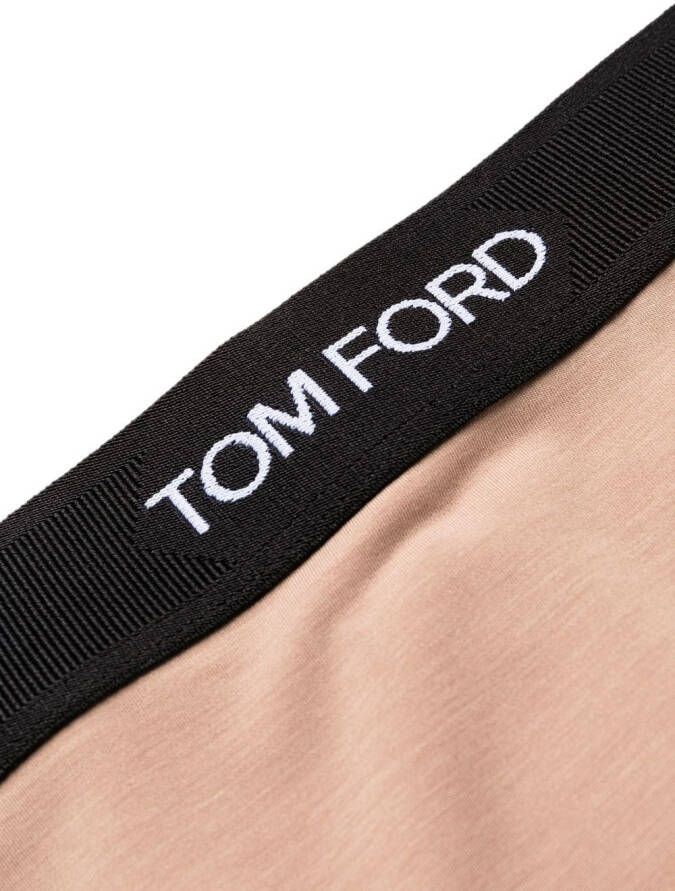 TOM FORD Slip met logo tailleband Beige
