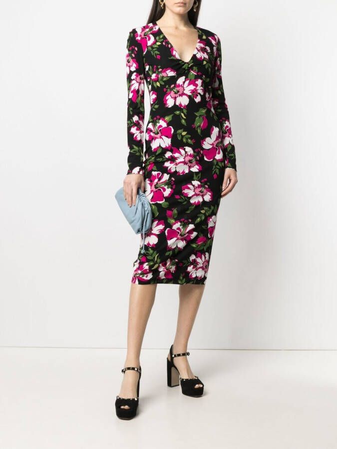 TOM FORD Midi-jurk met bloemenprint Zwart