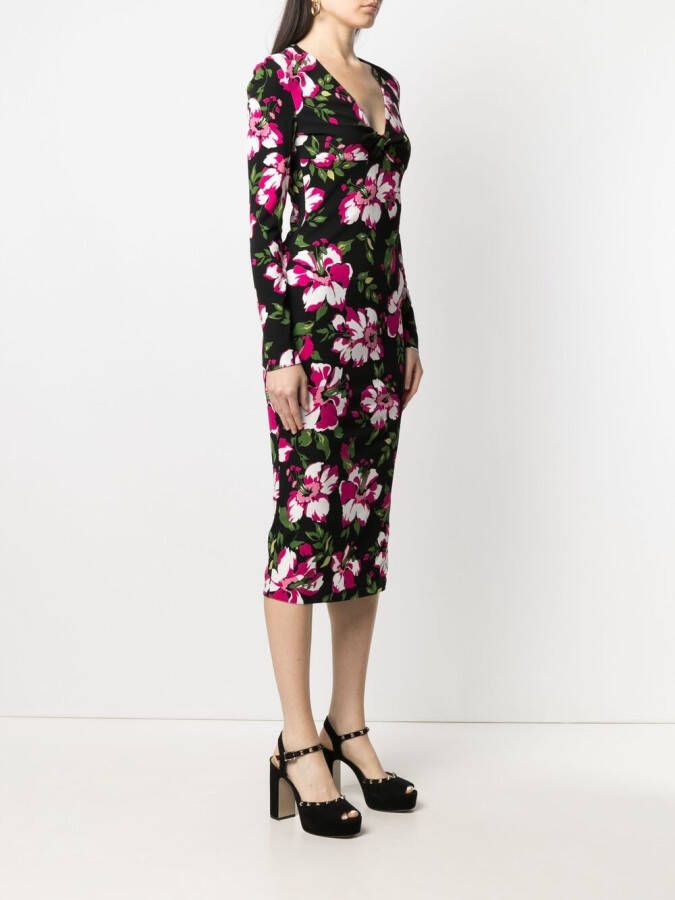 TOM FORD Midi-jurk met bloemenprint Zwart
