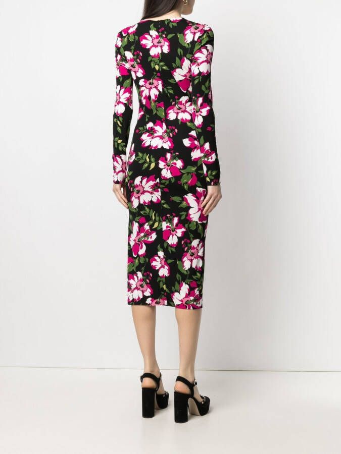 TOM FORD Midi-jurk met bloemenprint Zwart
