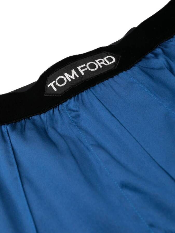 TOM FORD Pantalon met logo tailleband Blauw