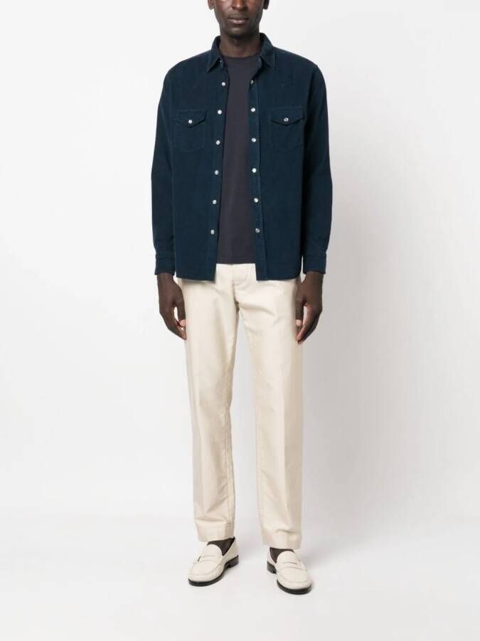 TOM FORD Ribfluwelen overhemd Blauw