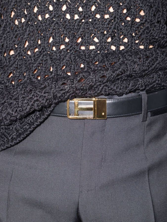 TOM FORD Riem met krokodillenleer-reliëf Zwart