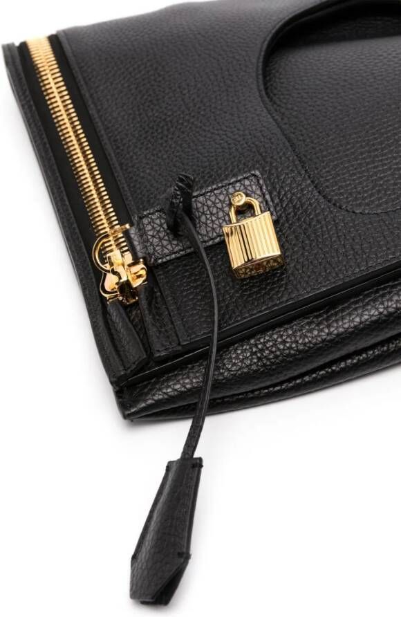 TOM FORD Shopper van bewerkt leer Zwart