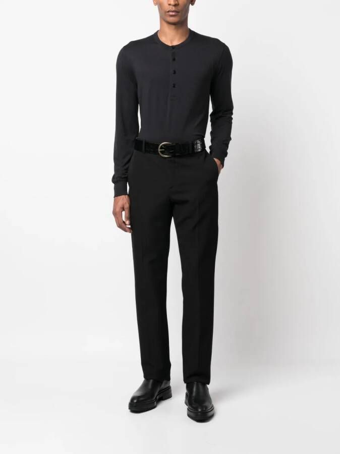 TOM FORD T-shirt met knoopsluiting Zwart