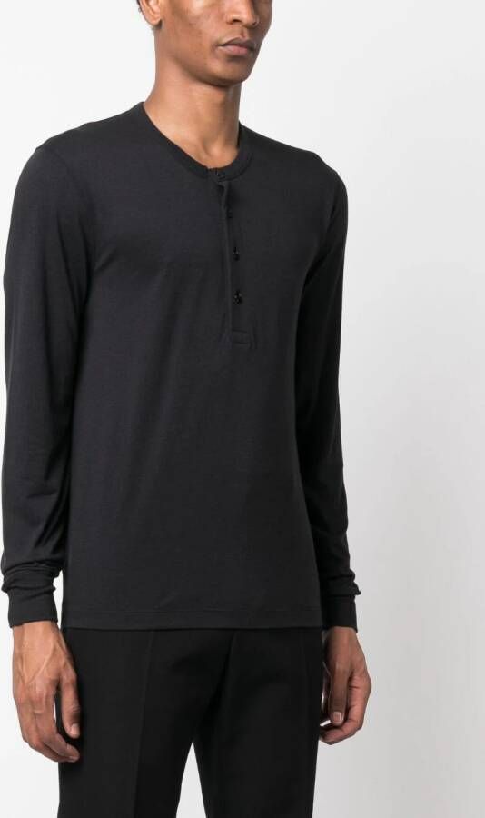 TOM FORD T-shirt met knoopsluiting Zwart