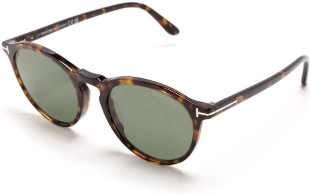 TOM FORD Eyewear Zonnebril met rond montuur Bruin