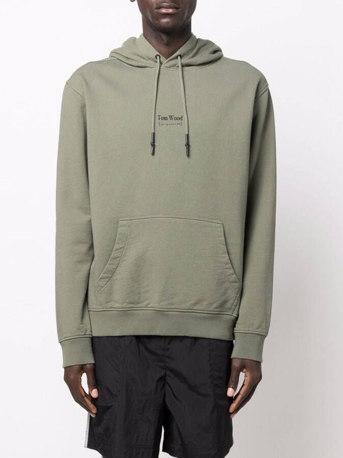 Tom Wood Hoodie met logoprint Groen