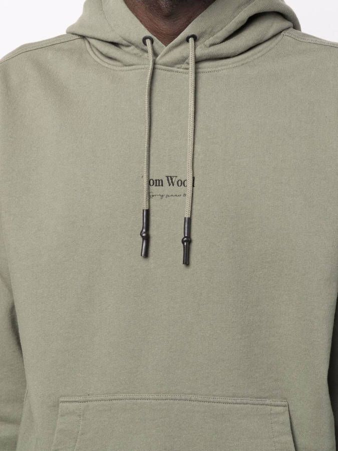Tom Wood Hoodie met logoprint Groen