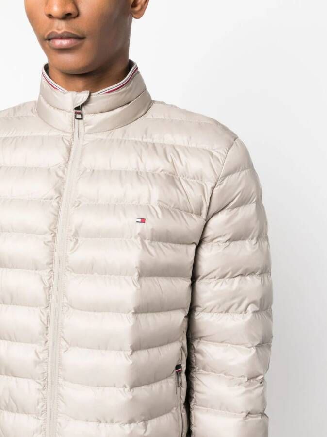 Tommy Hilfiger Donsjack met logopatch Beige