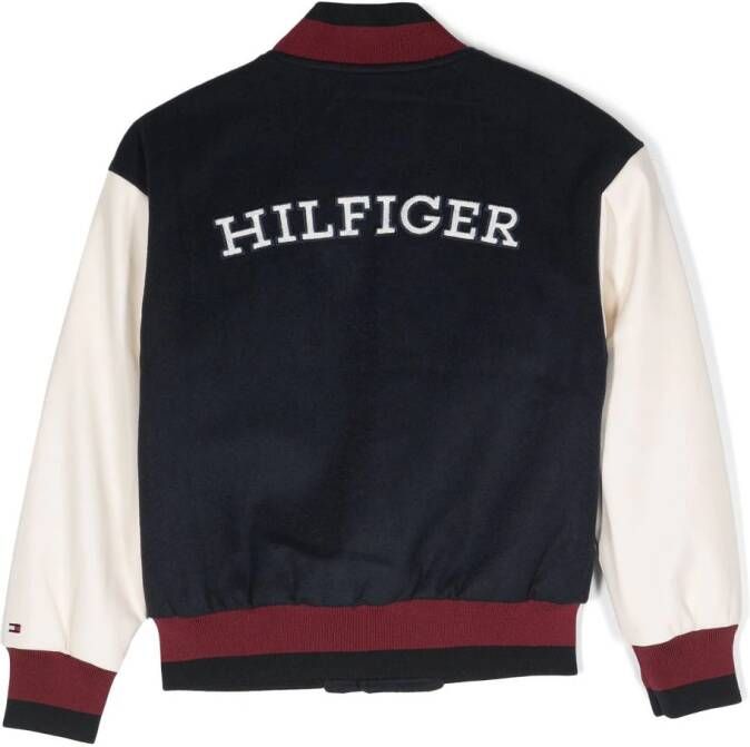 Tommy Hilfiger Junior Bomberjack met logoplakkaat Blauw