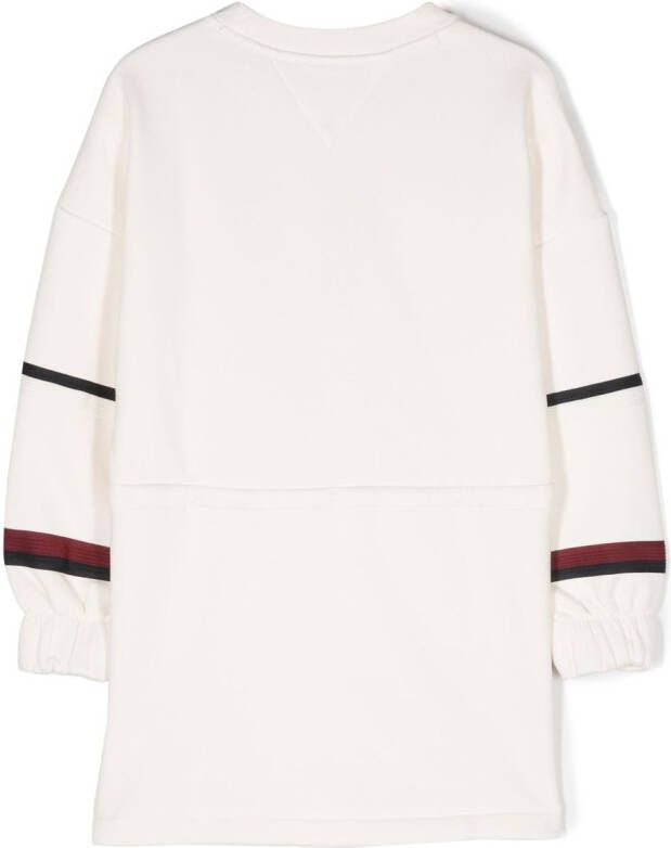 Tommy Hilfiger Junior Gestreepte sweaterjurk Wit