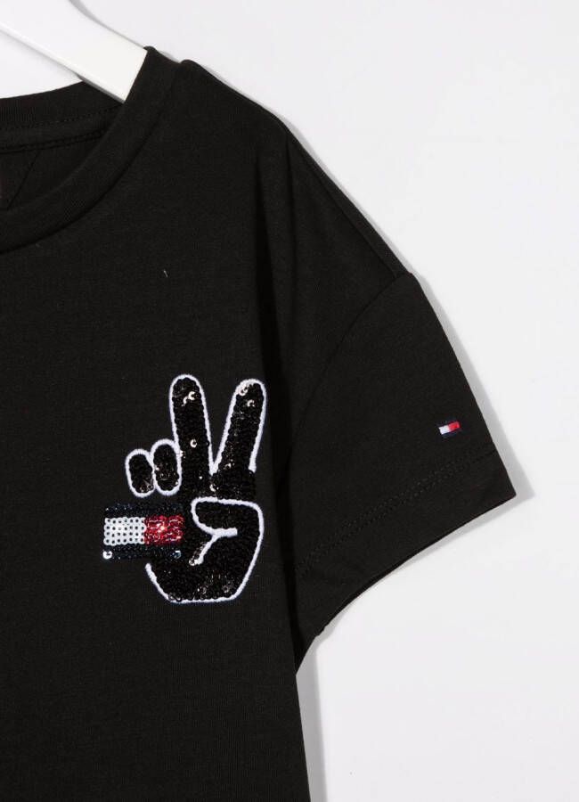 Tommy Hilfiger Junior T-shirt met geborduurde vlag Zwart