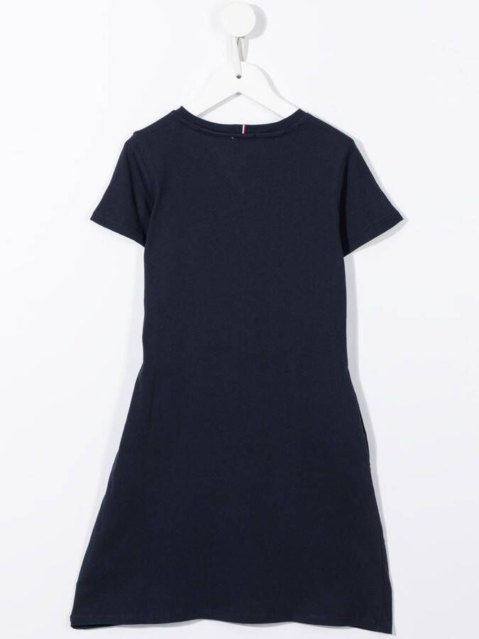 Tommy Hilfiger Junior T-shirtjurk met logoprint Blauw