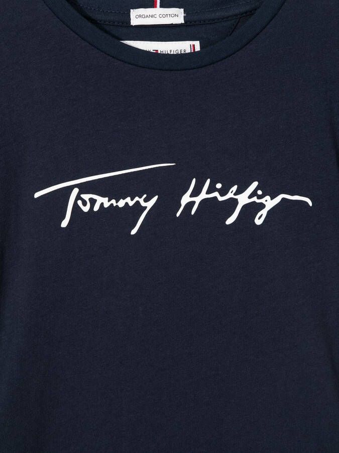 Tommy Hilfiger Junior T-shirtjurk met logoprint Blauw
