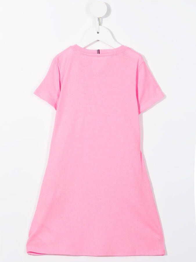 Tommy Hilfiger Junior T-shirtjurk met logoprint Roze