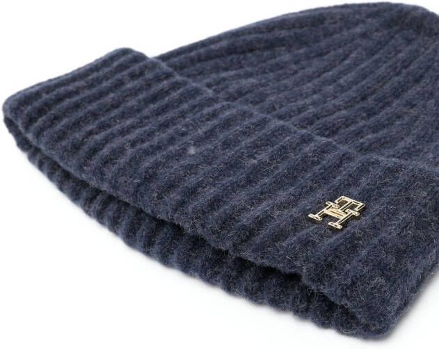 Tommy Hilfiger Muts met logoplakkaat Blauw