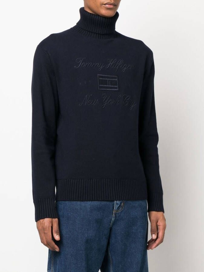 Tommy Hilfiger Trui met geborduurd logo Blauw