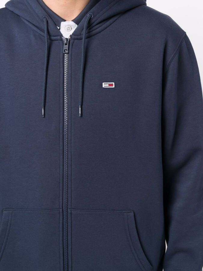 Tommy Jeans Hoodie met geribbelde afwerking Blauw