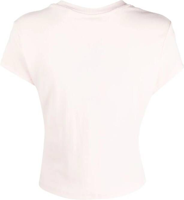 Tommy Jeans T-shirt met geborduurd logo Roze