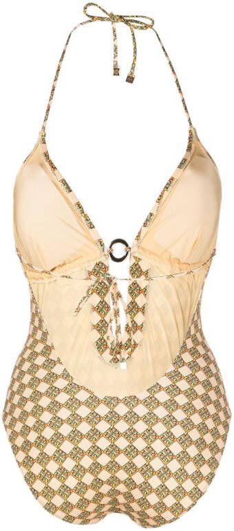 Tory Burch Badpak met monogramprint Geel