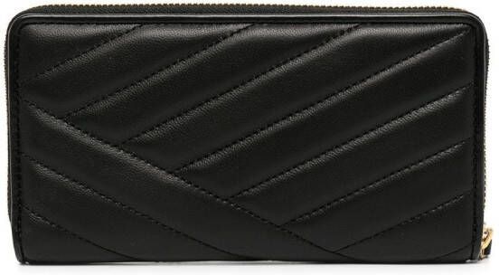 Tory Burch Kira portemonnee met rits en chevron streep Zwart
