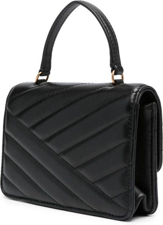 Tory Burch Mini Kira schoudertas met chevron streep en kettinghengsel Zwart