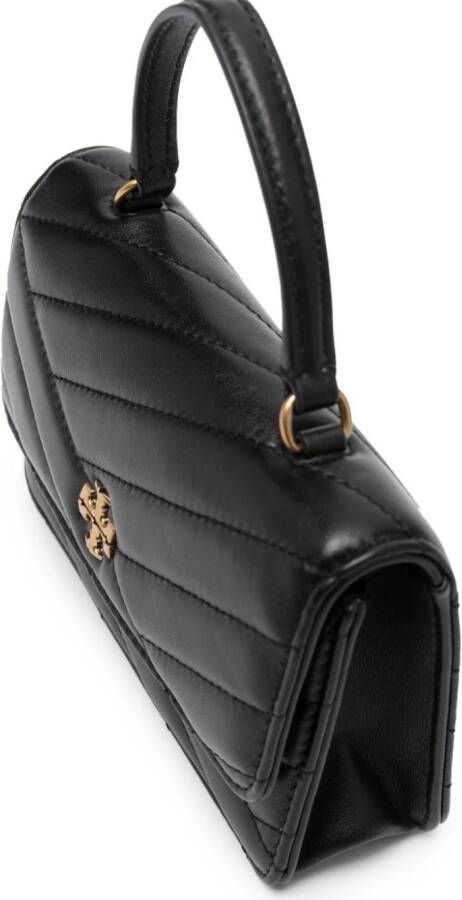 Tory Burch Mini Kira schoudertas met chevron streep en kettinghengsel Zwart