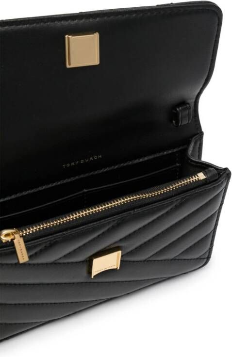 Tory Burch Mini Kira schoudertas met chevron streep en kettinghengsel Zwart