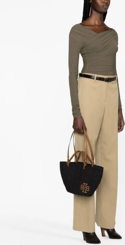 Tory Burch Ella raffia shopper Zwart