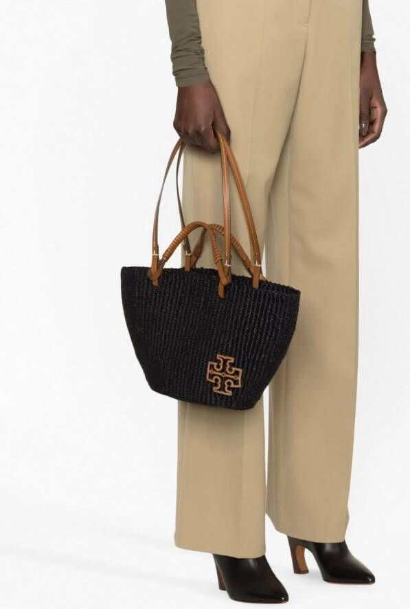 Tory Burch Ella raffia shopper Zwart