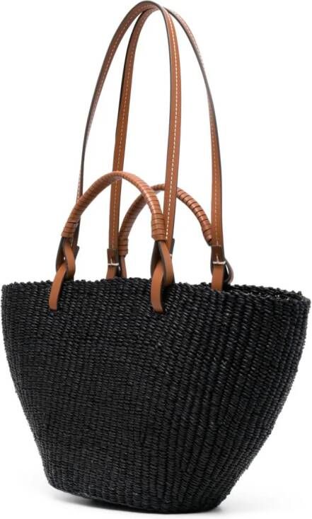 Tory Burch Ella raffia shopper Zwart