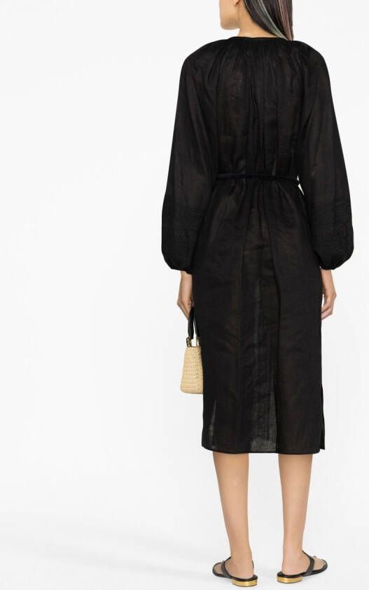 Tory Burch Midi-jurk met borduurwerk Zwart